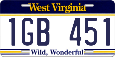 WV license plate 1GB451