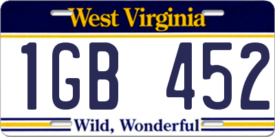 WV license plate 1GB452