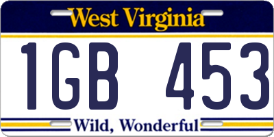 WV license plate 1GB453