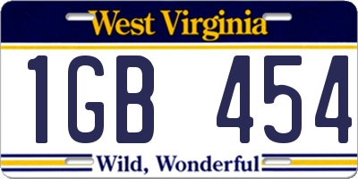 WV license plate 1GB454