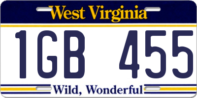 WV license plate 1GB455