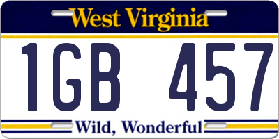 WV license plate 1GB457