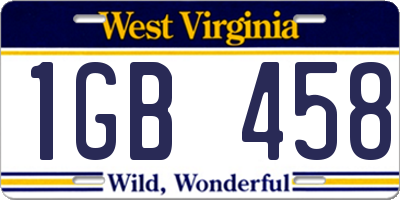WV license plate 1GB458