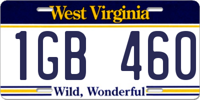 WV license plate 1GB460