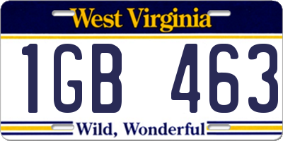 WV license plate 1GB463