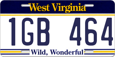 WV license plate 1GB464