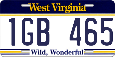 WV license plate 1GB465