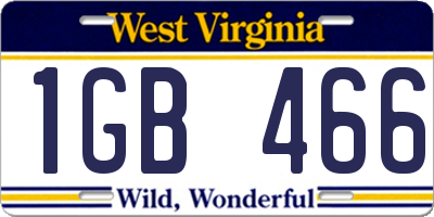 WV license plate 1GB466