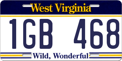 WV license plate 1GB468