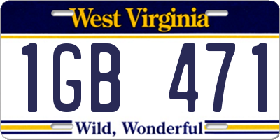 WV license plate 1GB471