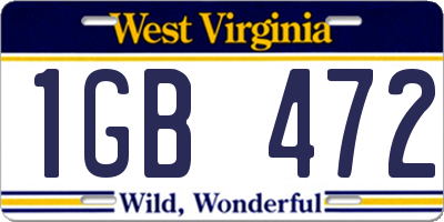 WV license plate 1GB472