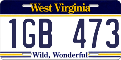 WV license plate 1GB473