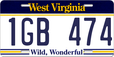WV license plate 1GB474