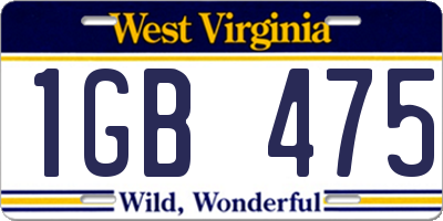 WV license plate 1GB475
