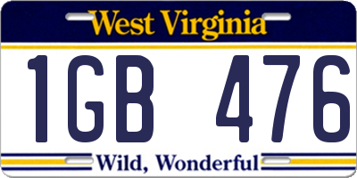 WV license plate 1GB476