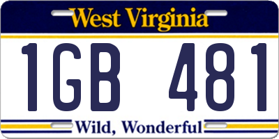 WV license plate 1GB481