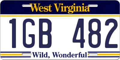 WV license plate 1GB482
