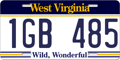 WV license plate 1GB485