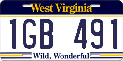 WV license plate 1GB491