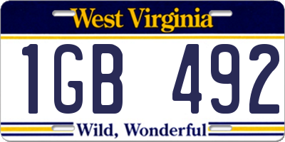 WV license plate 1GB492