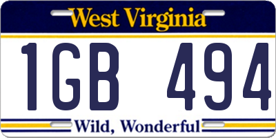 WV license plate 1GB494