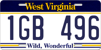 WV license plate 1GB496