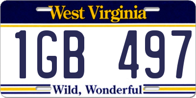 WV license plate 1GB497