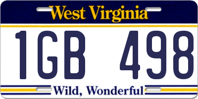 WV license plate 1GB498