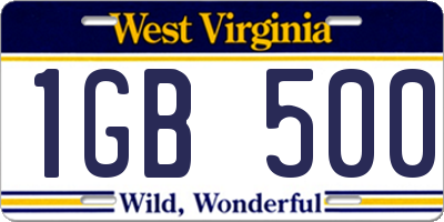 WV license plate 1GB500