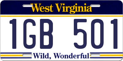 WV license plate 1GB501