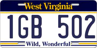 WV license plate 1GB502