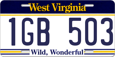 WV license plate 1GB503