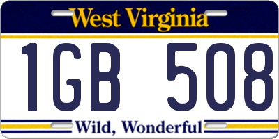 WV license plate 1GB508