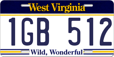 WV license plate 1GB512