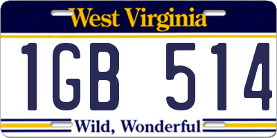WV license plate 1GB514