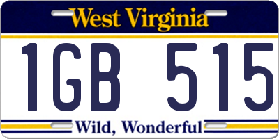 WV license plate 1GB515