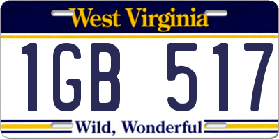 WV license plate 1GB517