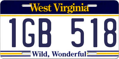 WV license plate 1GB518