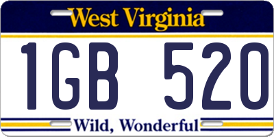 WV license plate 1GB520