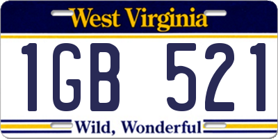 WV license plate 1GB521