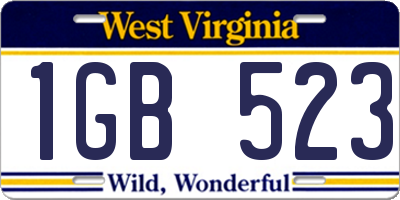 WV license plate 1GB523