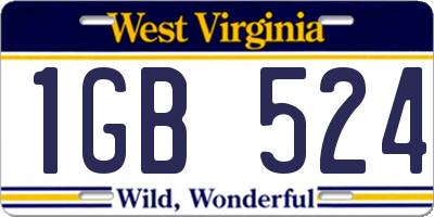 WV license plate 1GB524