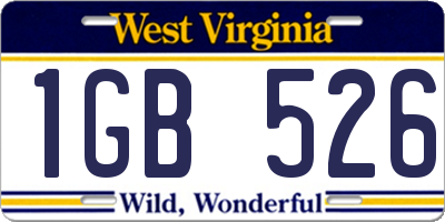 WV license plate 1GB526