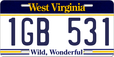 WV license plate 1GB531