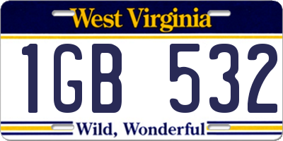 WV license plate 1GB532