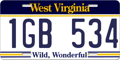WV license plate 1GB534