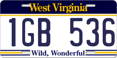 WV license plate 1GB536