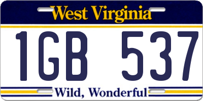 WV license plate 1GB537