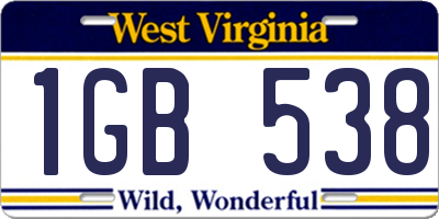 WV license plate 1GB538