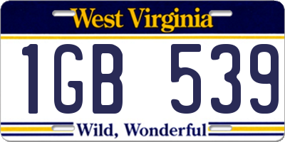 WV license plate 1GB539